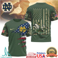 Notre Dame Fighting Irish Patriotic Camo T Shirt Leprechaun Mascot American Flag T Shirt