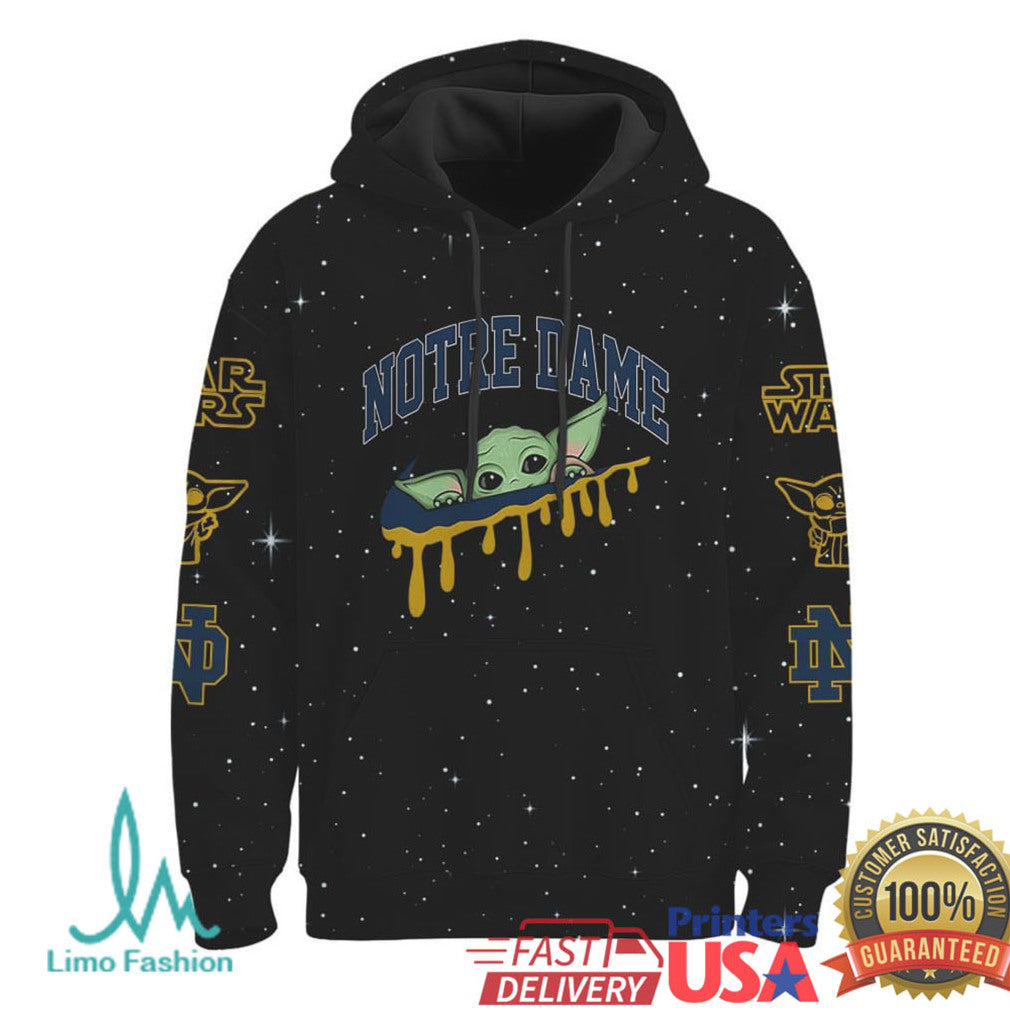 Notre Dame Fighting Irish x Baby Yoda Star Wars Galaxy All Over Print T Shirt - Limotees LLC