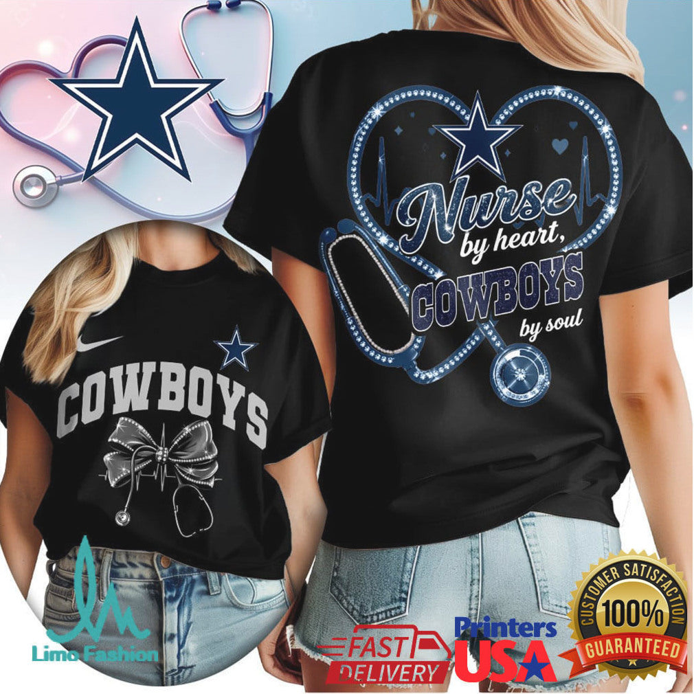 Nurse By Heart Cowboys By Soul Stethoscope Dallas Football T Shirt - Limotees LLC