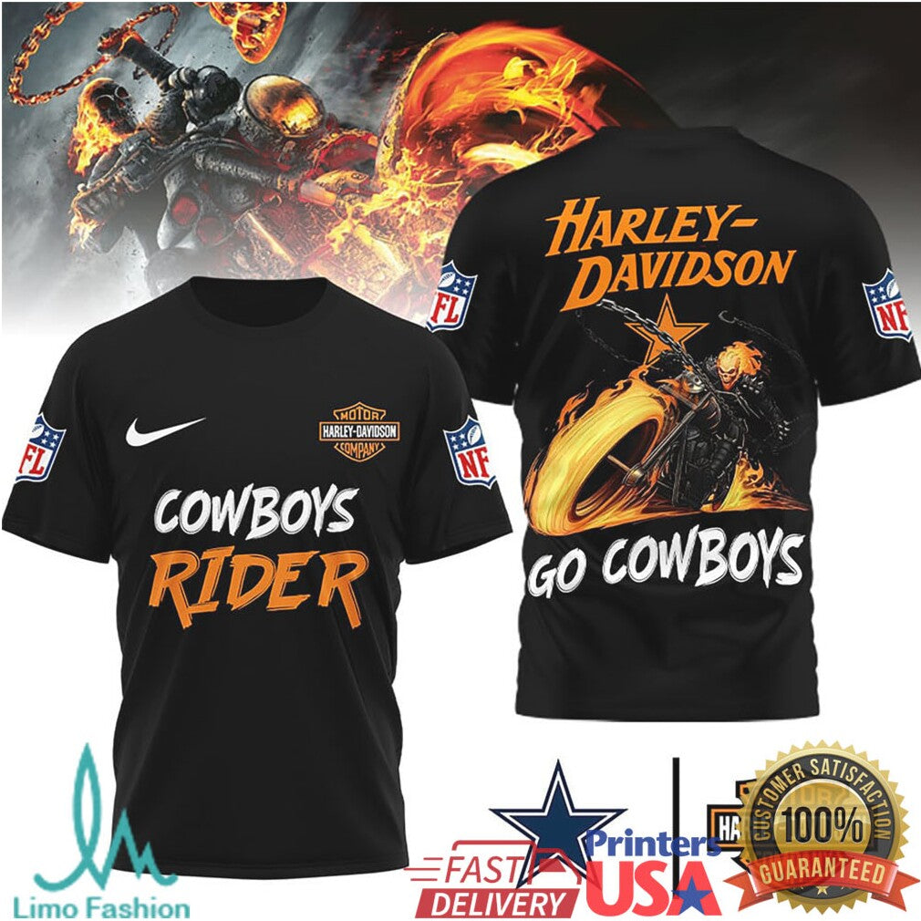 Detroit Lions Official NFL Ghost Rider Harley Davidson 3D Shirt - Limotees LLC
