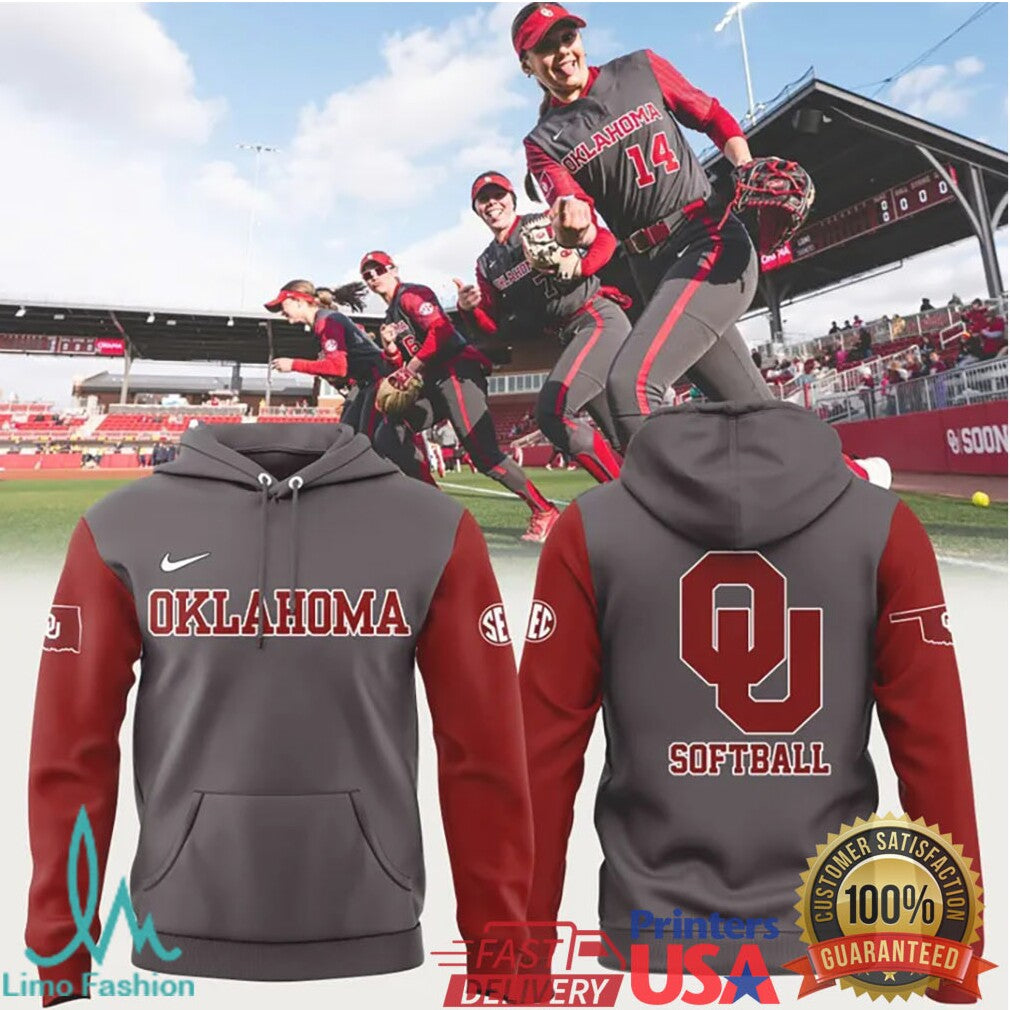 OU Sooners Softball Grey & Crimson Performance T Shirt Oklahoma Fan Apparel - Limotees LLC