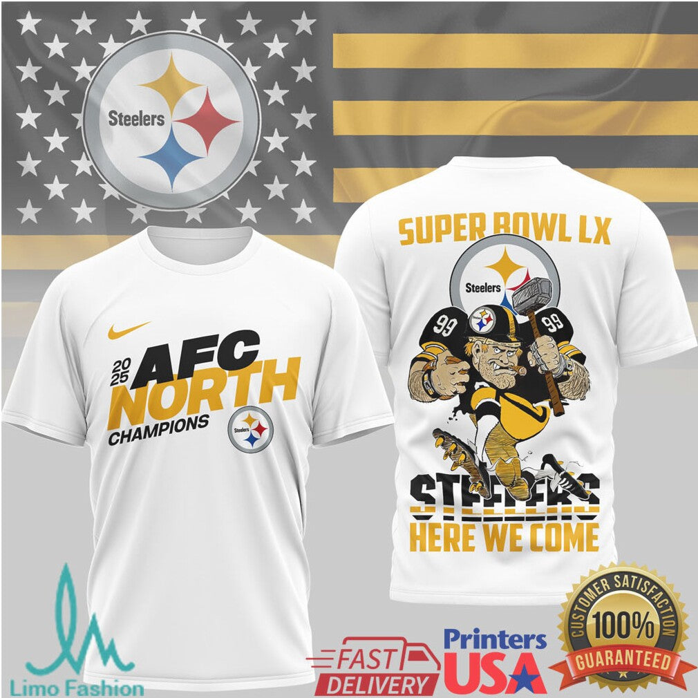 Pittsburgh Steelers Official Super Bowl LX NFL 2025 Division Champions 3D Shirt - Limotees LLC