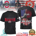 Ohio State Buckeyes Firefighter American Flag NCAA Fan T Shirt - Limotees LLC