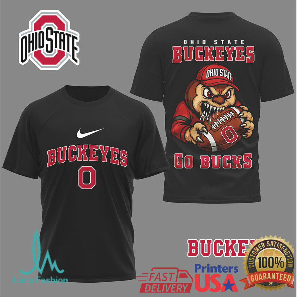 Ohio State Buckeyes “Go Bucks” Monster Football Mascot T Shirt - Limotees LLC