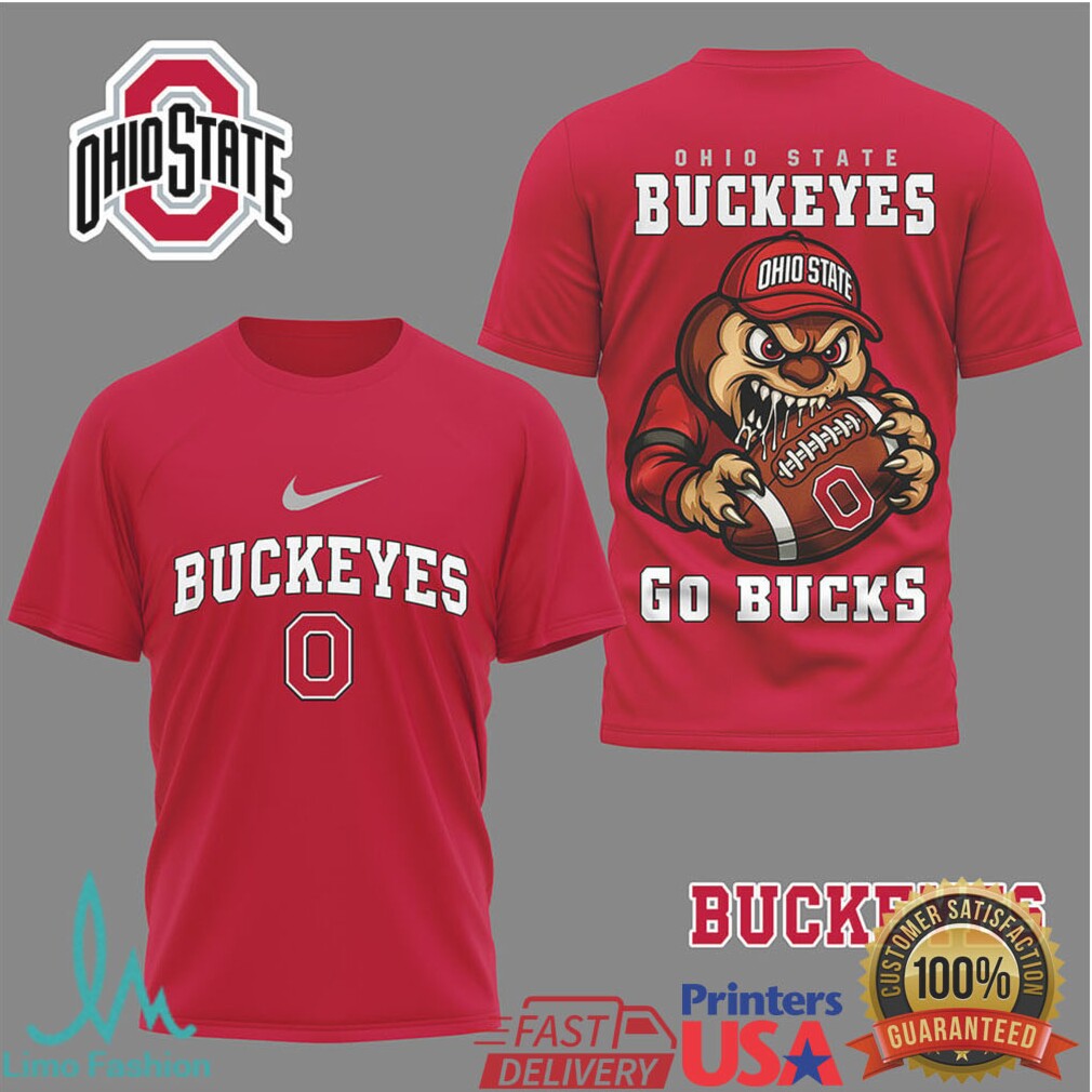 Ohio State Buckeyes “Go Bucks” Monster Football Mascot T Shirt - Limotees LLC