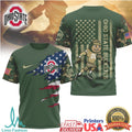 Ohio State Buckeyes Military Tribute Camo T Shirt Brutus Buckeye American Flag Design - Limotees LLC