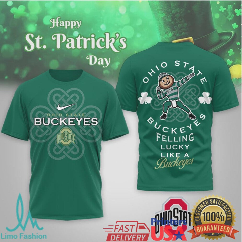 Ohio State Buckeyes St. Patrick's Day Feeling Lucky Like a Buckeye T Shirt - Limotees LLC