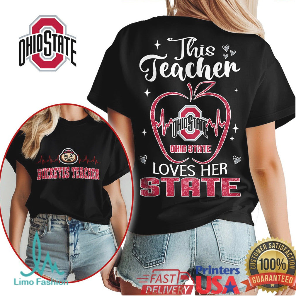 Ohio State Buckeyes This Teacher Loves Her State Apple T Shirt