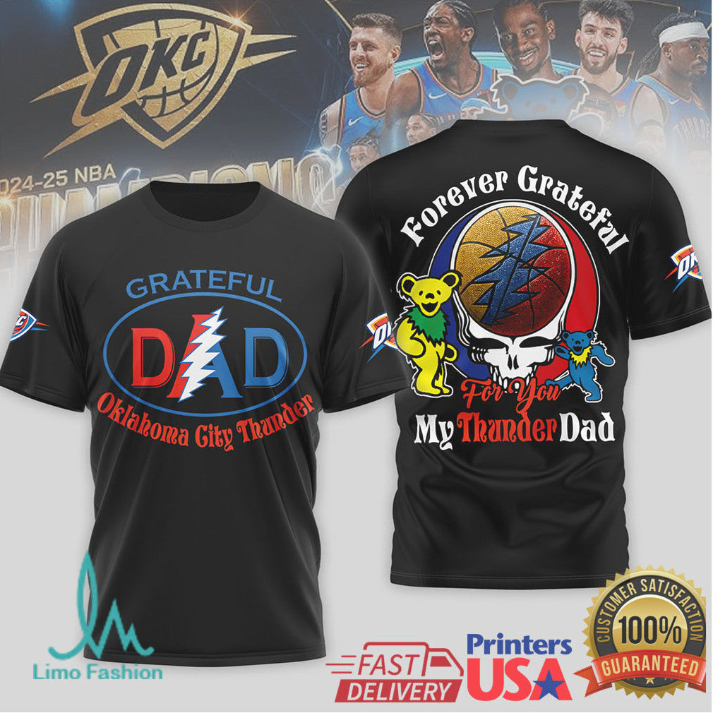 Oklahoma City Thunder Grateful Dead Dad T Shirt OKC Thunder Deadhead Gift - Limotees LLC