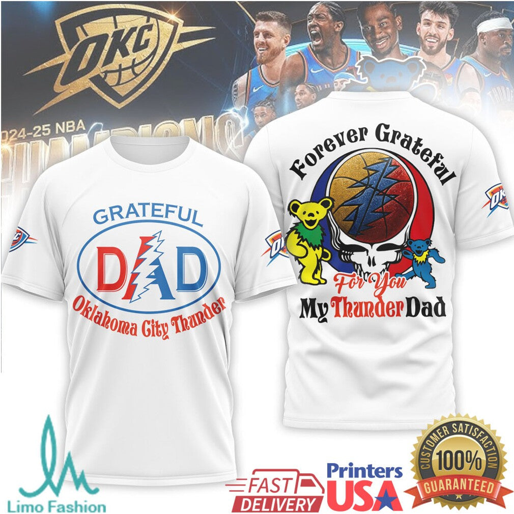 Oklahoma City Thunder Grateful Dead Dad T Shirt OKC Thunder Deadhead Gift - Limotees LLC