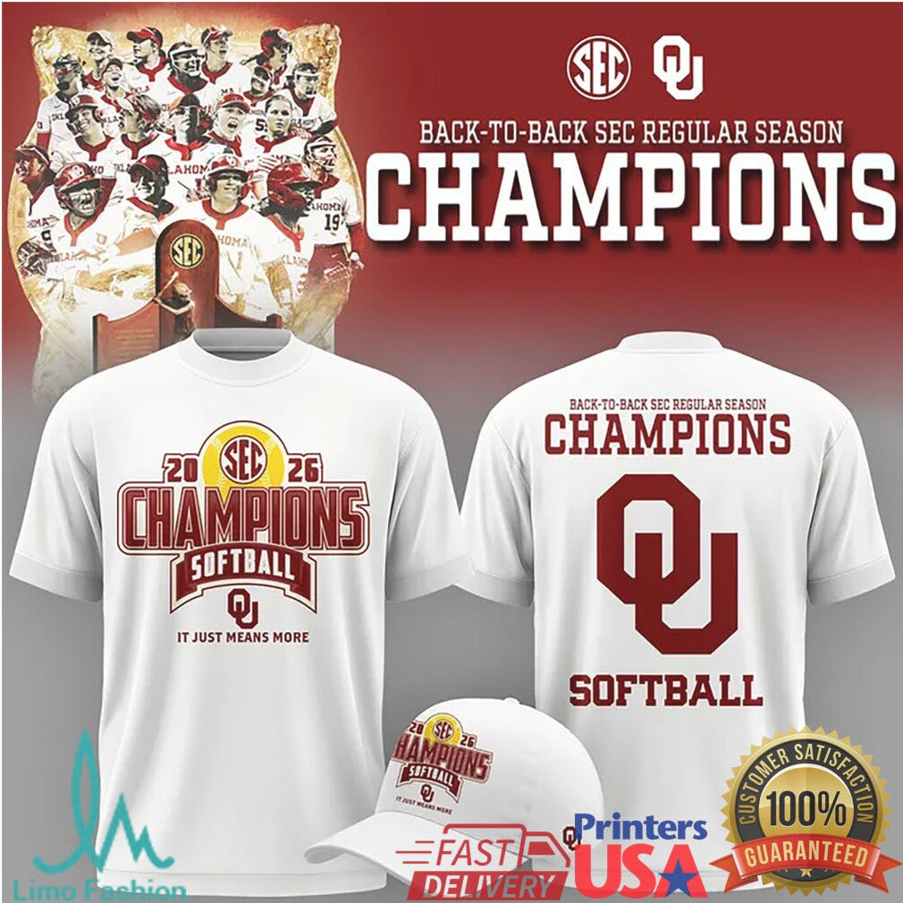 Oklahoma Softball Back to Back SEC Regular Season Champions 2026 T Shirt