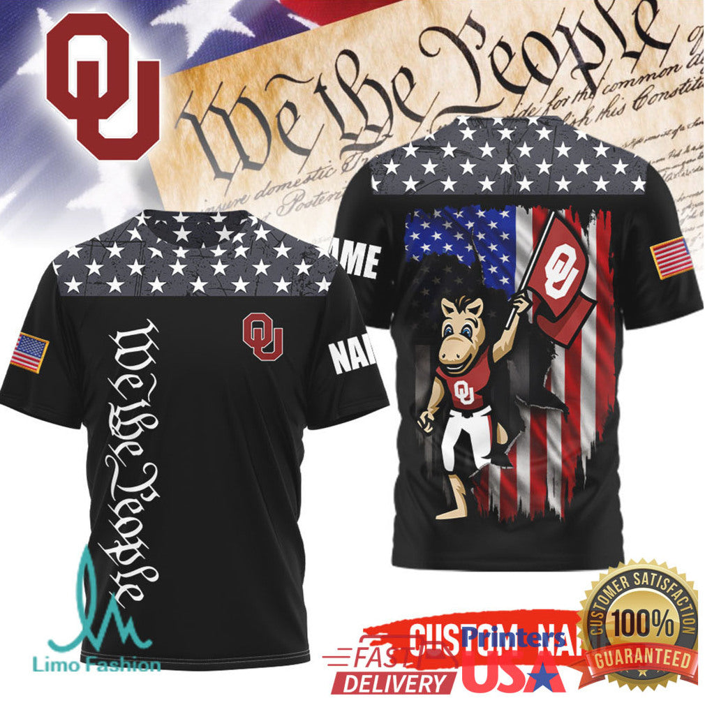 Oklahoma Sooners Custom Name We The People American Flag Mascot T Shirt - Limotees LLC