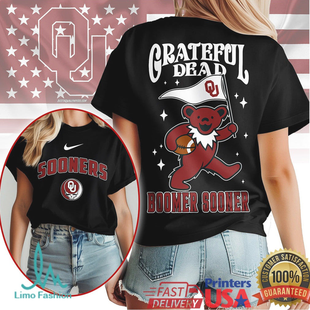 Oklahoma Sooners Grateful Dead Bear Boomer Sooner Mascot T Shirt - Limotees LLC