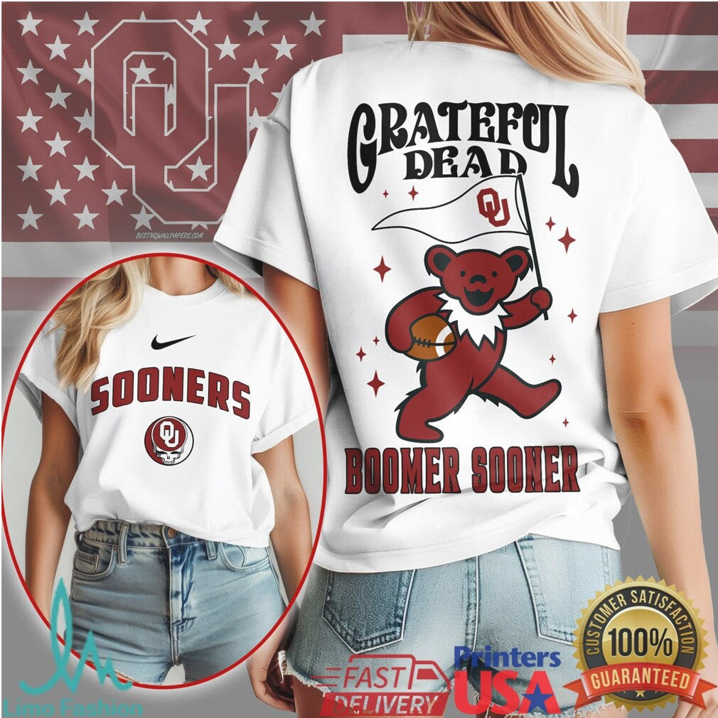 Oklahoma Sooners Grateful Dead Bear Boomer Sooner Mascot T Shirt - Limotees LLC
