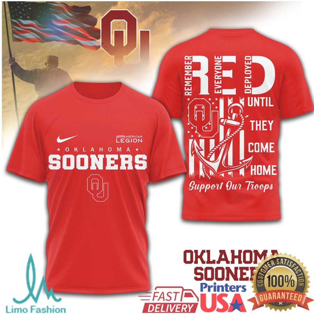 Oklahoma Sooners RED Friday Remember Everyone Deployed Shirt - Limotees LLC
