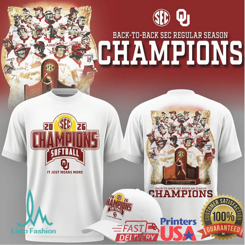 Oklahoma Sooners Softball 2026 Back to Back SEC Regular Season Champions T Shirt