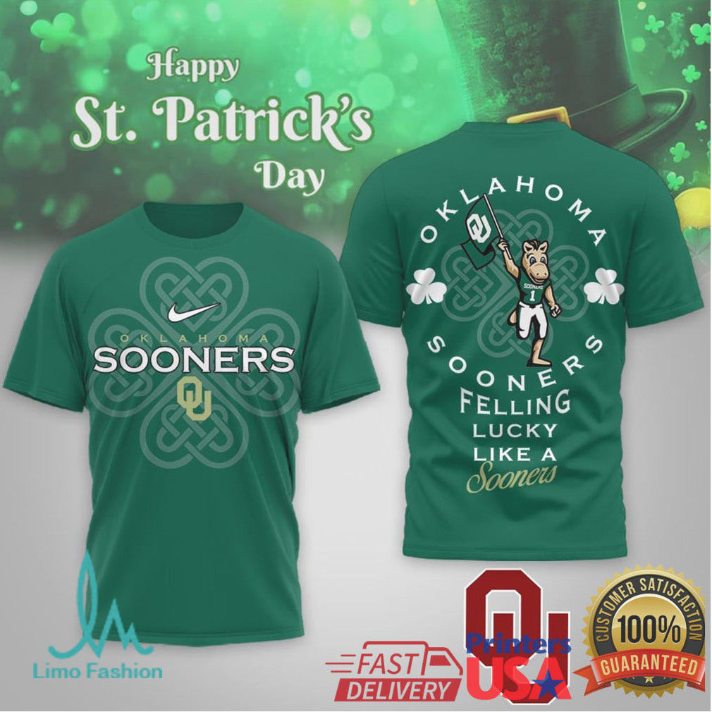 Oklahoma Sooners St. Patrick's Day “Feeling Lucky” Mascot T Shirt - Limotees LLC