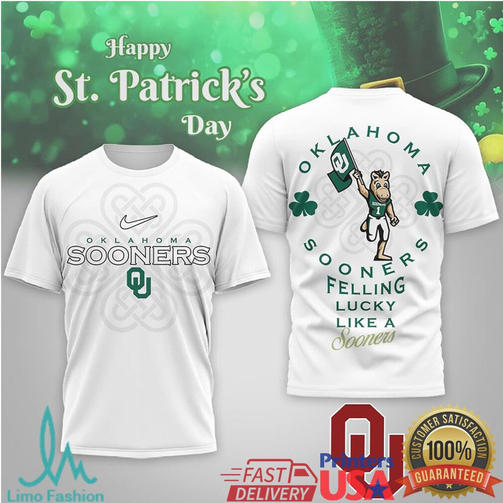 Oklahoma Sooners St. Patrick's Day “Feeling Lucky” Mascot T Shirt - Limotees LLC