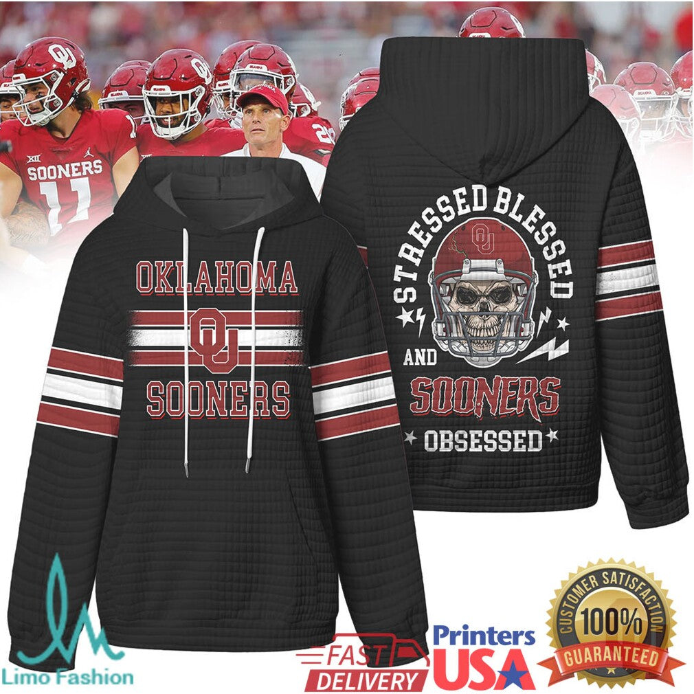 Oklahoma Sooners Stressed Blessed Obsessed Quilted T Shirt - Limotees LLC
