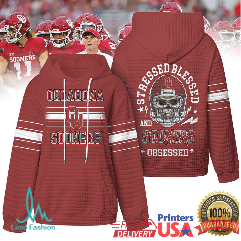 Oklahoma Sooners Stressed Blessed Obsessed Quilted T Shirt - Limotees LLC