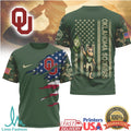 Oklahoma Sooners Veterans Appreciation Camo USA Flag T Shirt - Limotees LLC