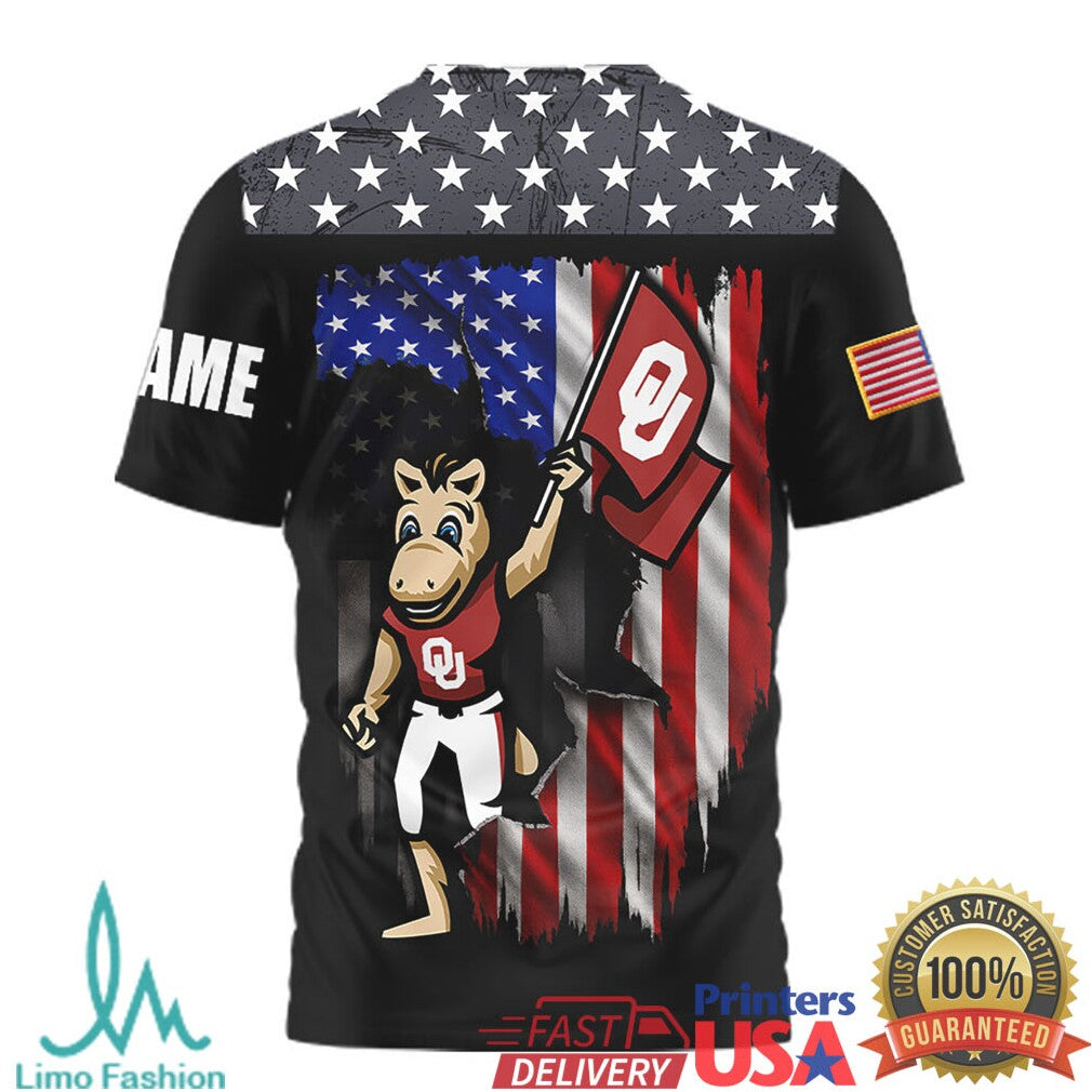 Oklahoma Sooners We The People Patriot Mascot Custom Name American Flag T Shirt - Limotees LLC