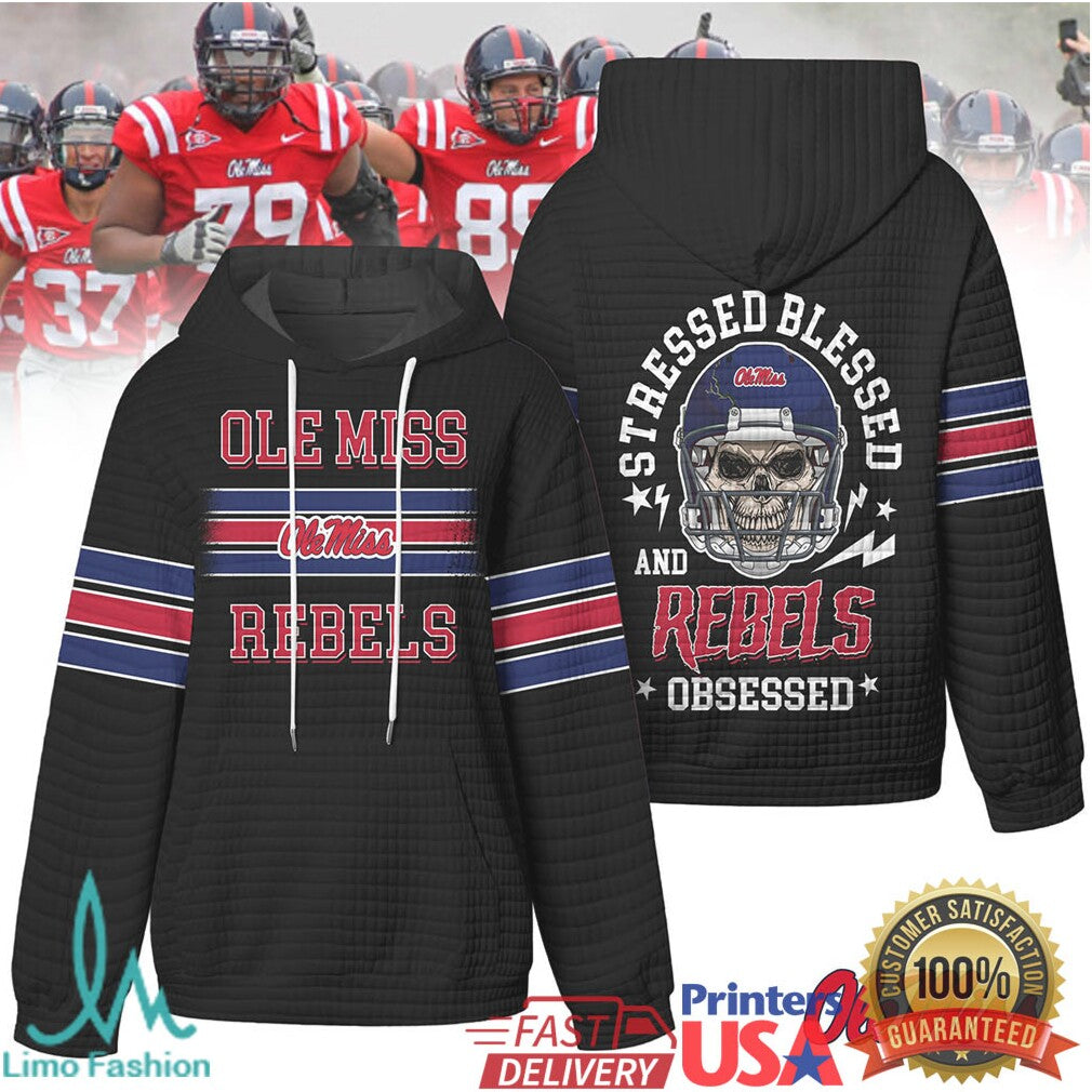 Ole Miss Rebels Stressed Blessed Obsessed Quilted T Shirt - Limotees LLC