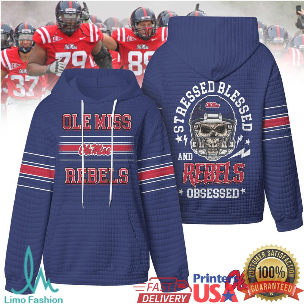 Ole Miss Rebels Stressed Blessed Obsessed Quilted T Shirt - Limotees LLC
