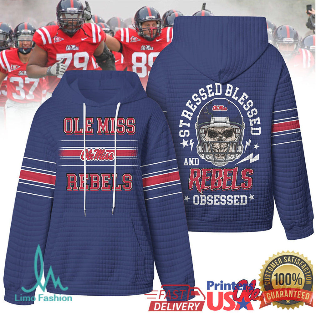 Ole Miss Rebels Stressed Blessed Obsessed Quilted T Shirt - Limotees LLC