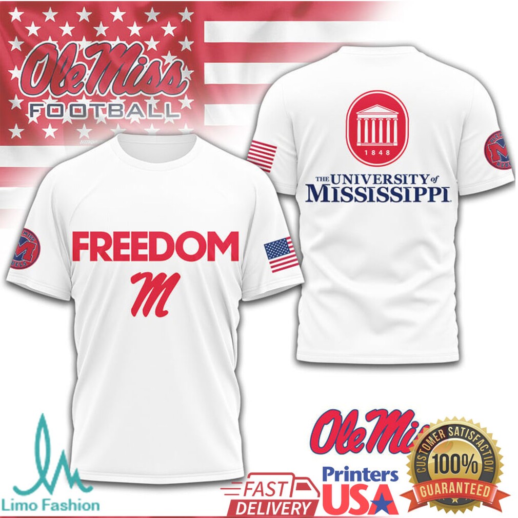 Ole Miss Rebels University of Mississippi Freedom Patriotic Football T Shirt - Limotees LLC