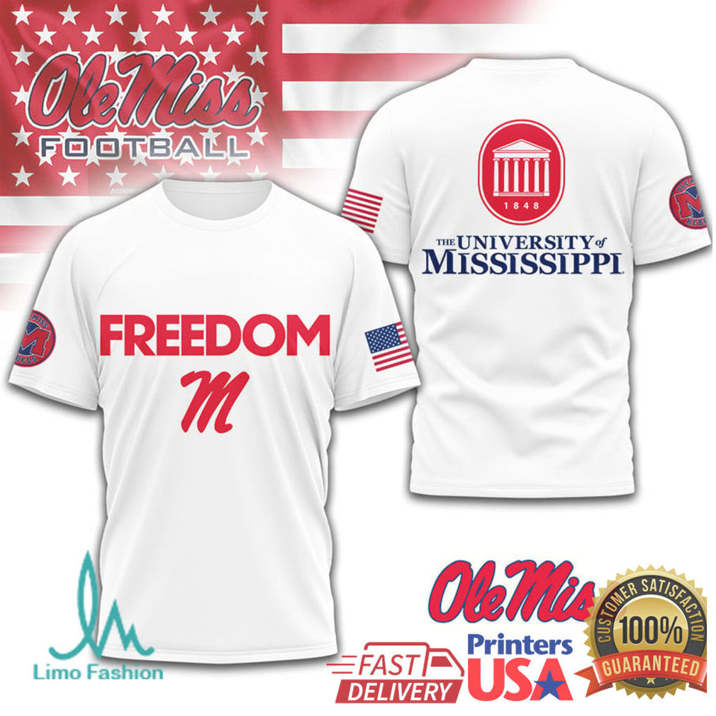 Ole Miss Rebels University of Mississippi Freedom Patriotic Football T Shirt - Limotees LLC