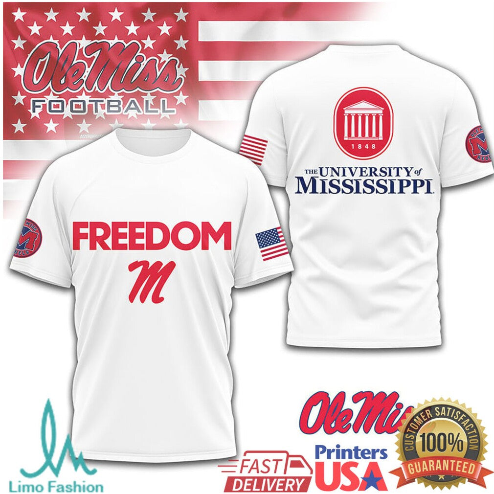Ole Miss Rebels University of Mississippi Freedom Patriotic Football T Shirt - Limotees LLC