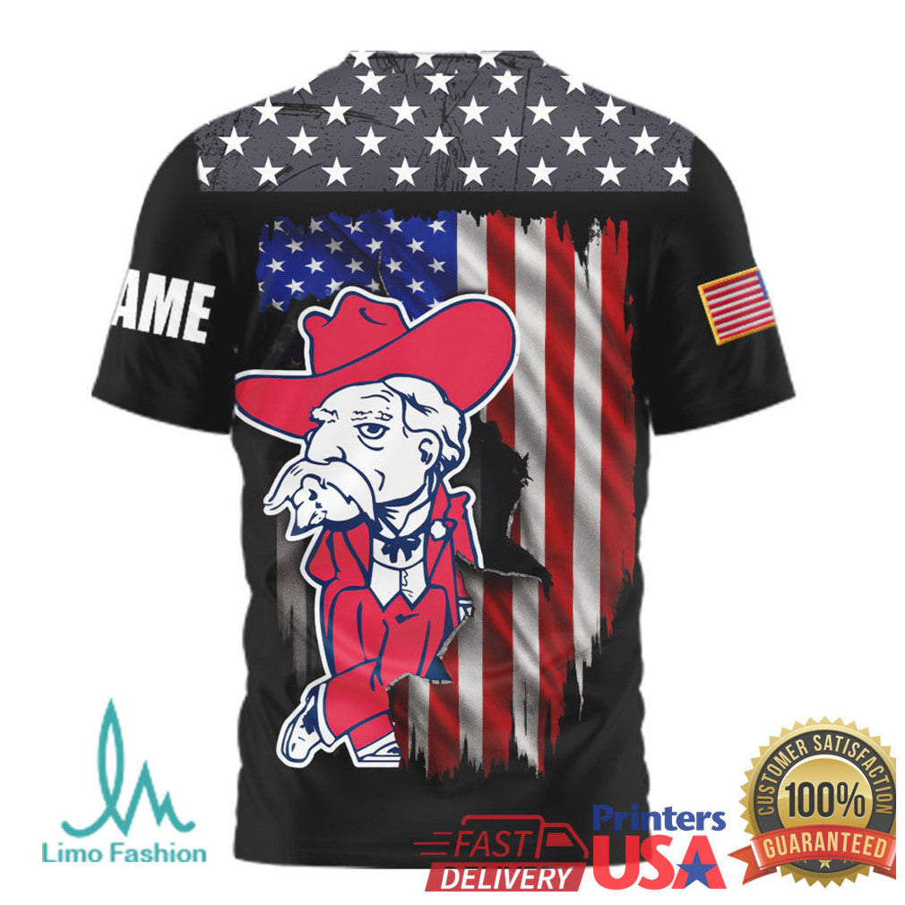 Ole Miss Rebels We The People Mascot Custom Name American Flag Patriot T Shirt