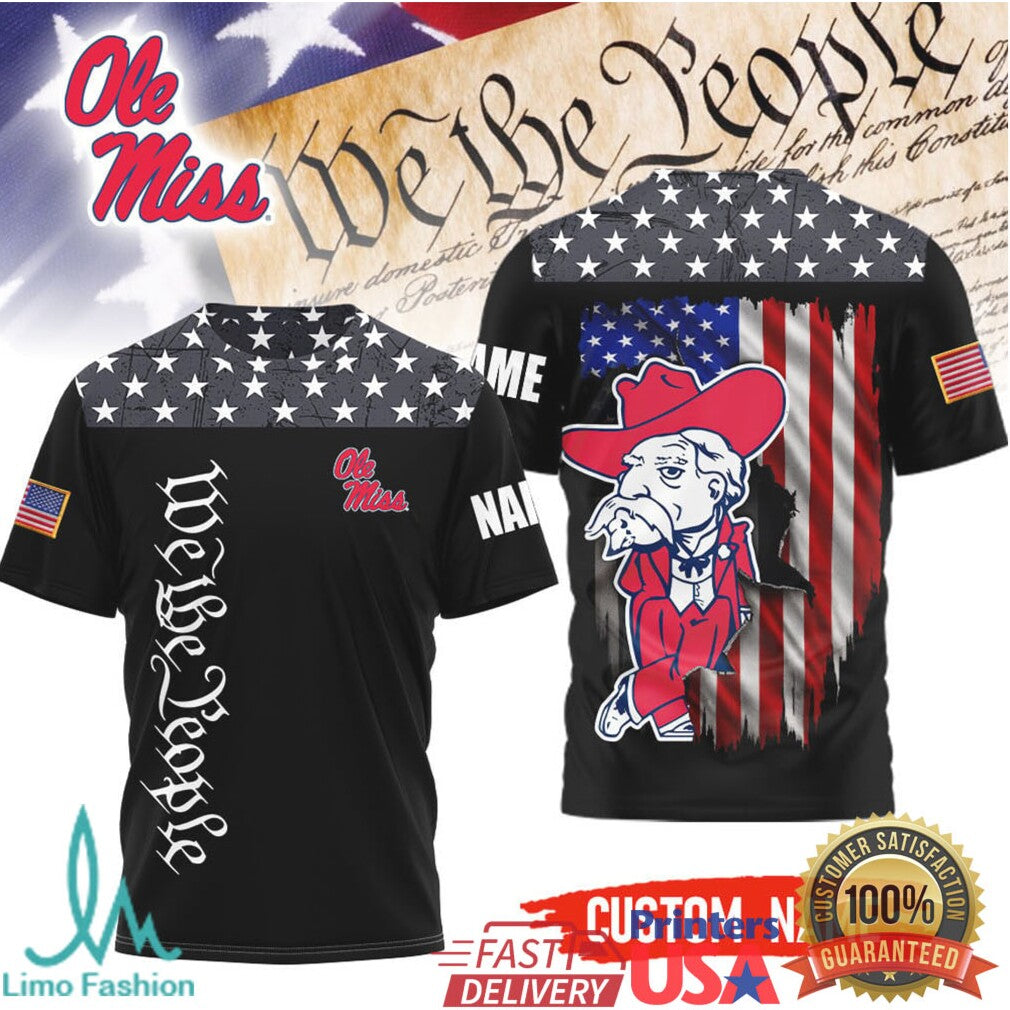 Ole Miss Rebels We The People Mascot Custom Name American Flag Patriot T Shirt