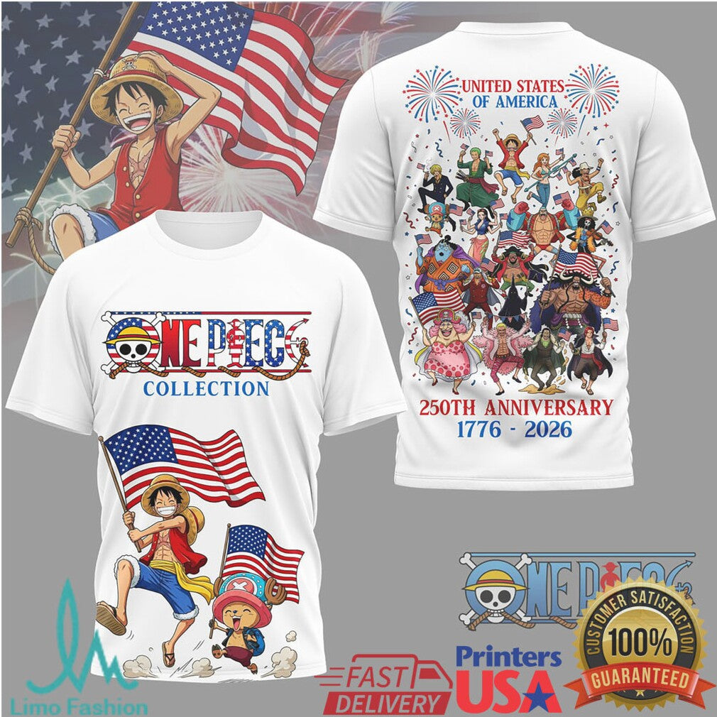 One Piece Collection United States 250th Anniversary Anime T Shirt - Limotees LLC