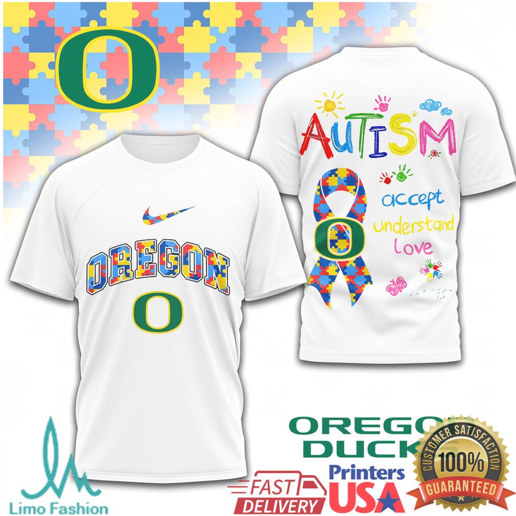Oregon Ducks Autism Awareness Puzzle Ribbon T Shirt - Limotees LLC