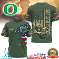 Oregon Ducks Camo Military Style American Flag Mascot T Shirt - Limotees LLC