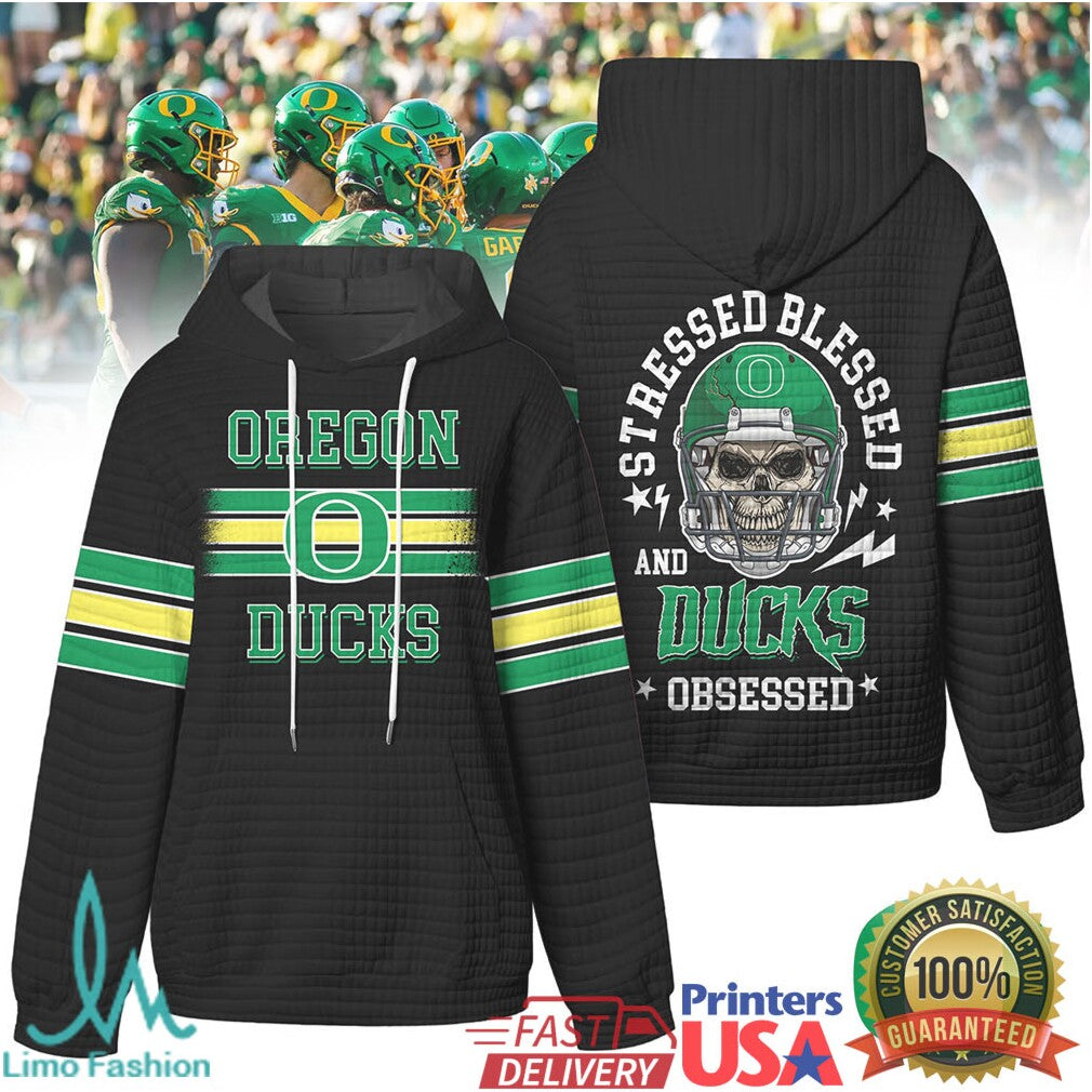 Oregon Ducks Stressed Blessed Obsessed Quilted T Shirt - Limotees LLC