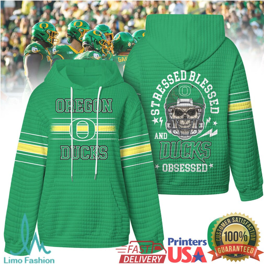 Oregon Ducks Stressed Blessed Obsessed Quilted T Shirt - Limotees LLC