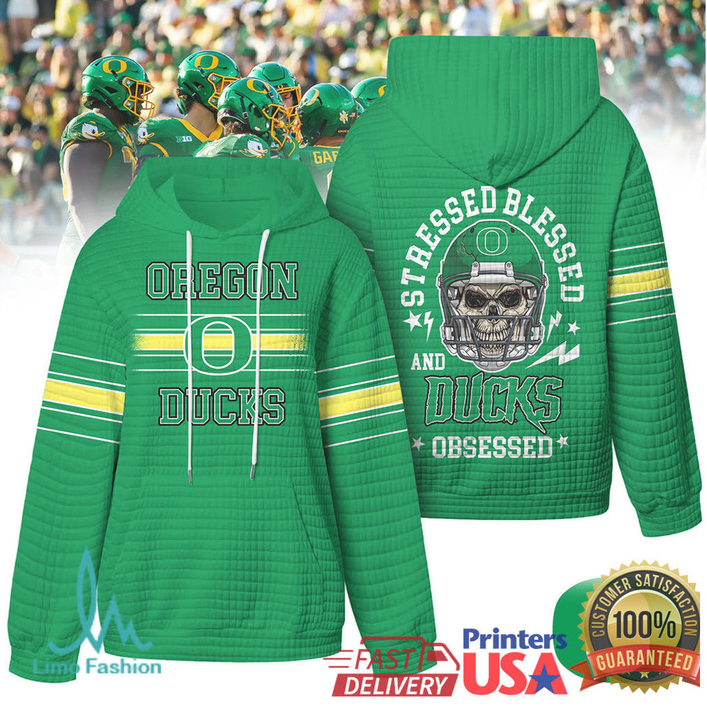 Oregon Ducks Stressed Blessed Obsessed Quilted T Shirt - Limotees LLC