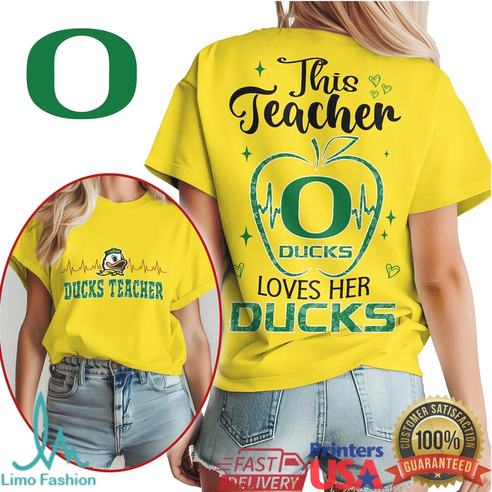 Oregon Ducks This Teacher Loves Her Ducks Apple Mascot T Shirt