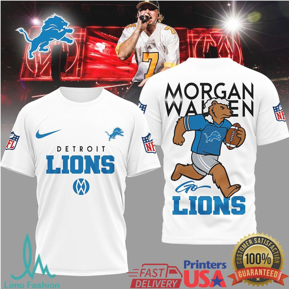 Detroit Lions Official NFL Morgan Wallen Fan 3D Shirt - Limotees LLC