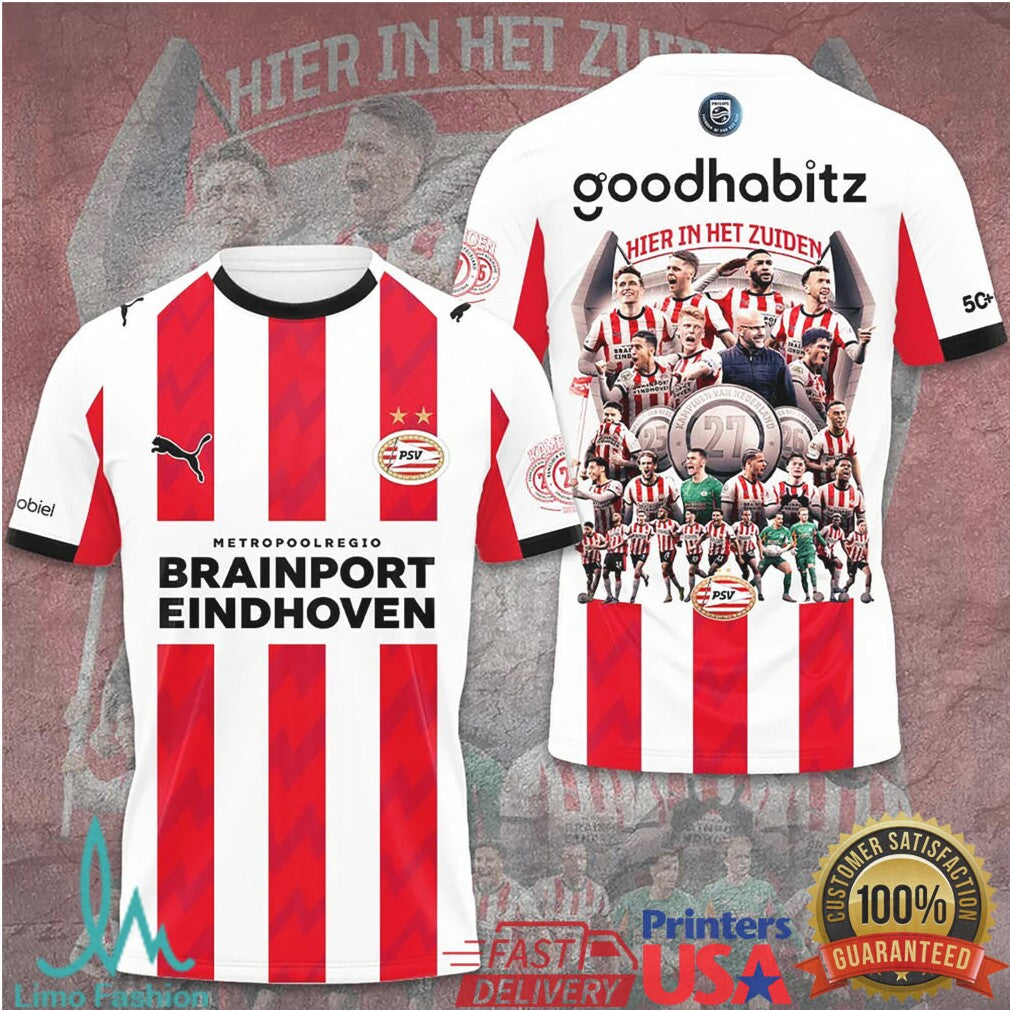 PSV Eindhoven Eredivisie Champions 2024 Hier In Het Zuiden Football Soccer Fans T Shirt - Limotees LLC