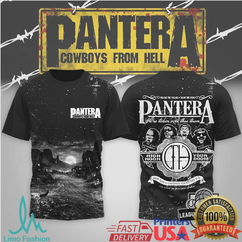 Pantera Cowboys From Hell High Noon Your Doom Vintage Black T Shirt - Limotees LLC