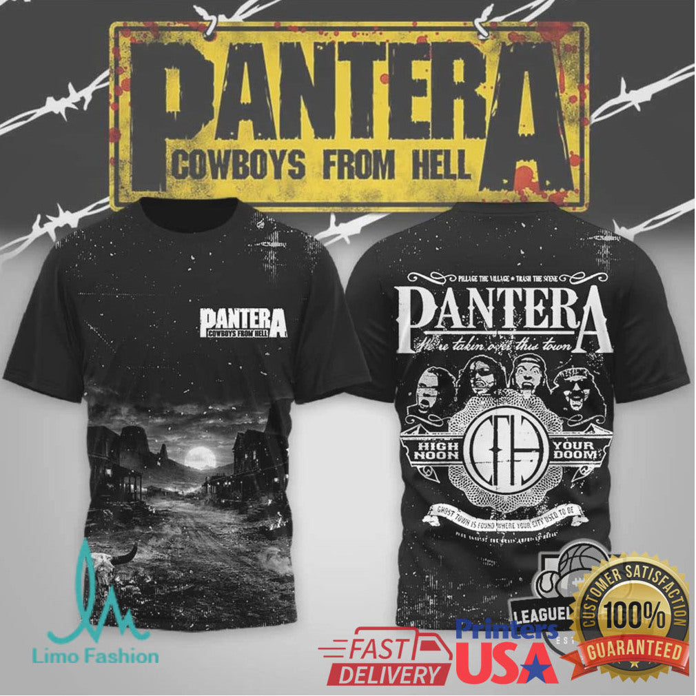 Pantera Cowboys From Hell High Noon Your Doom Vintage Black T Shirt - Limotees LLC