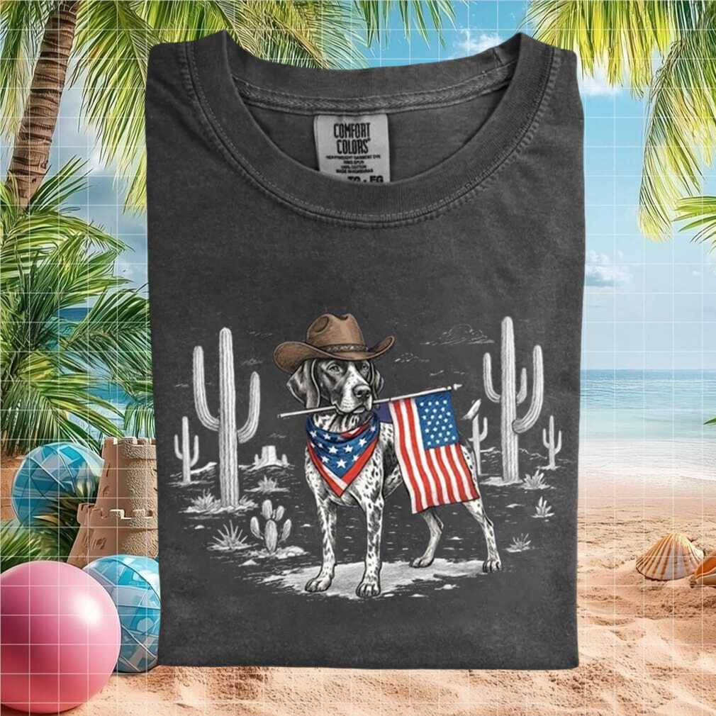 Patriotic German Shorthaired Pointer Cowboy Flag T Shirt - Limotees LLC
