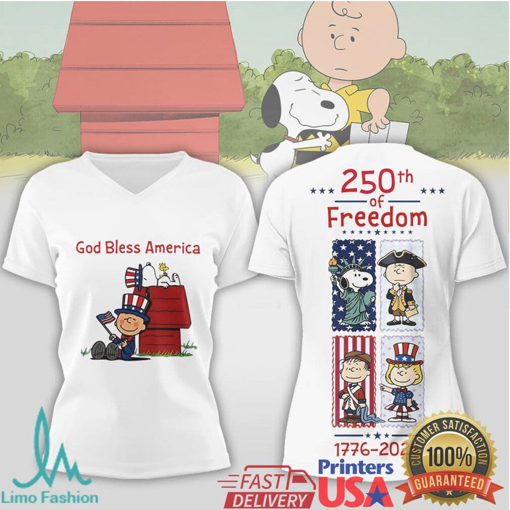 Peanuts God Bless America 250th Anniversary Freedom 1776 2026 T Shirt - Limotees LLC