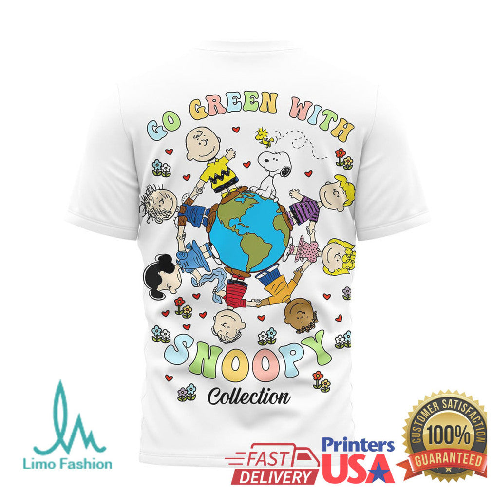 Peanuts Snoopy Earth Day Go Green With Snoopy Collection T Shirt - Limotees LLC