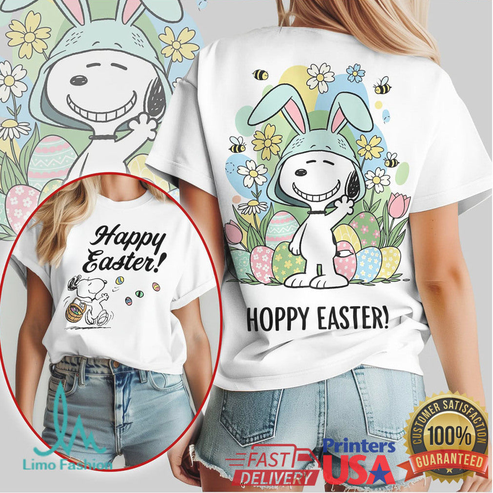 Peanuts Snoopy “Hoppy Easter” Bunny Ears Graphic T Shirt - Limotees LLC