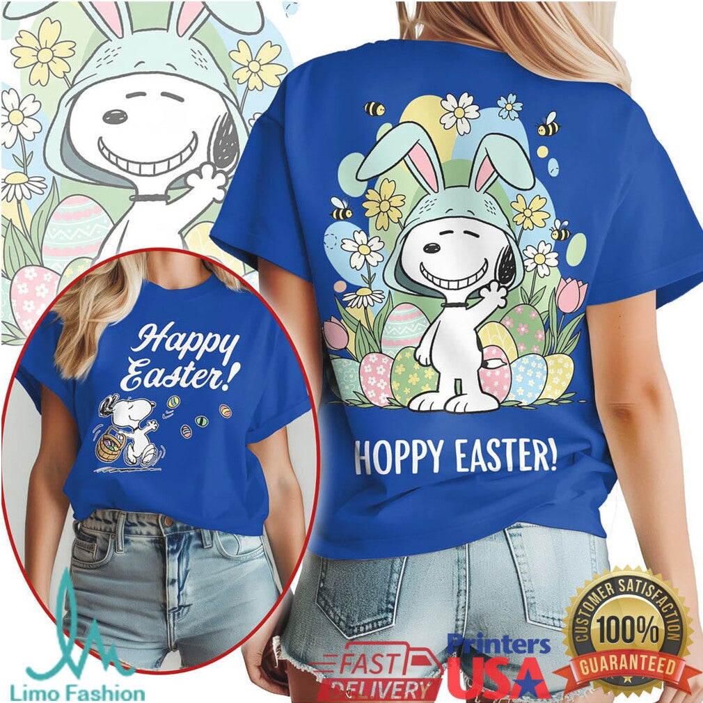 Peanuts Snoopy “Hoppy Easter” Bunny Ears Graphic T Shirt - Limotees LLC